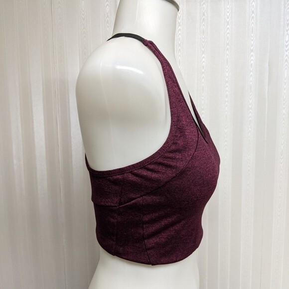 Sam Edelman Sports Bra Women Large Workout Cross Back Straps Top Burgundy Gray L - Picture 4 of 10